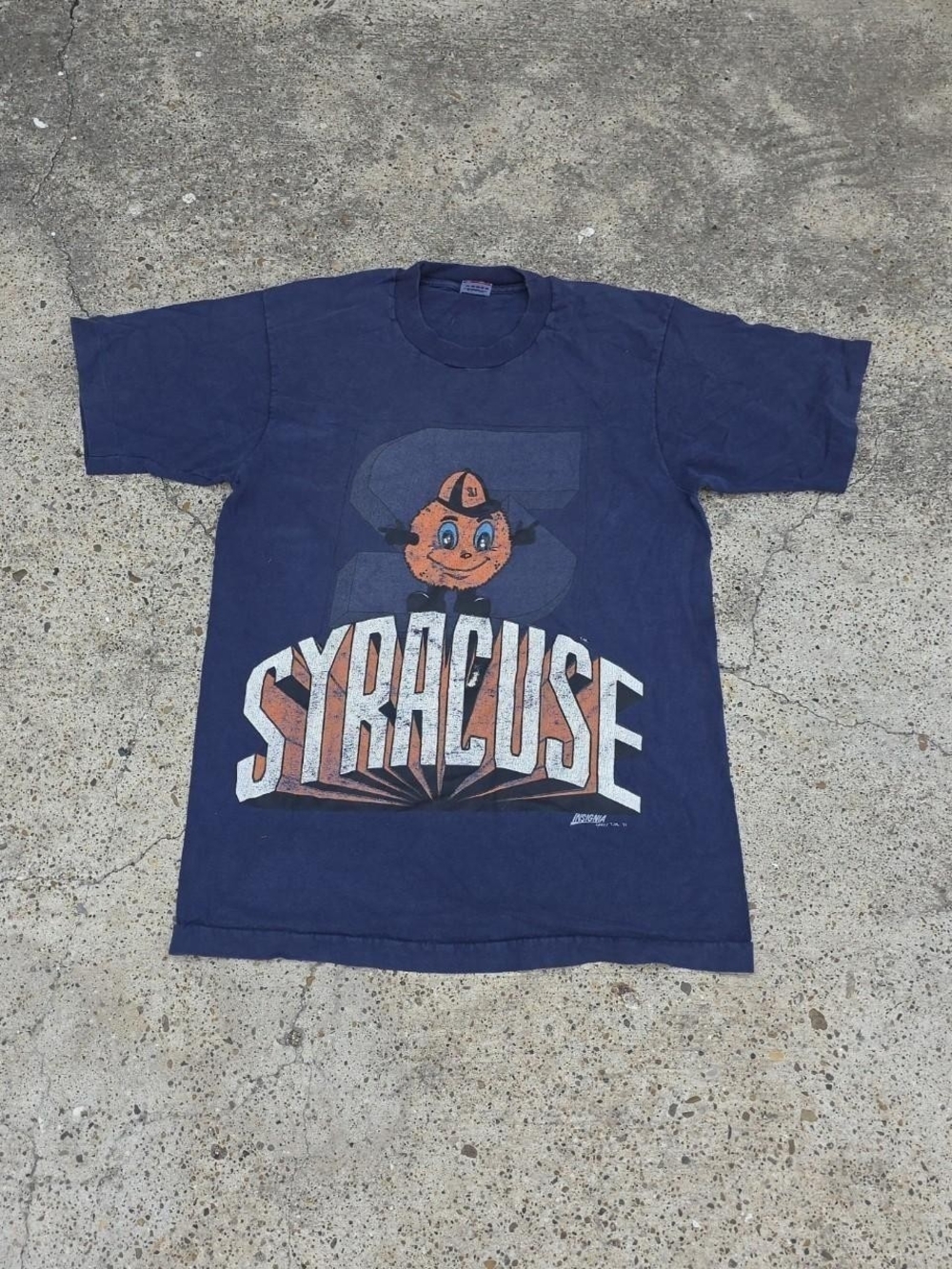 Vintage Syracuse University Orange Blue T-Shirt Size Medium Made in USA Condit